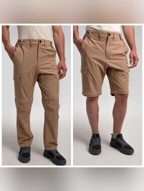 Northbound Gear Convertible Cargo Hiking Water Resistant Pants 38x30 Tan  NWOT